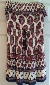 Strapless Ruffle Paisley dress